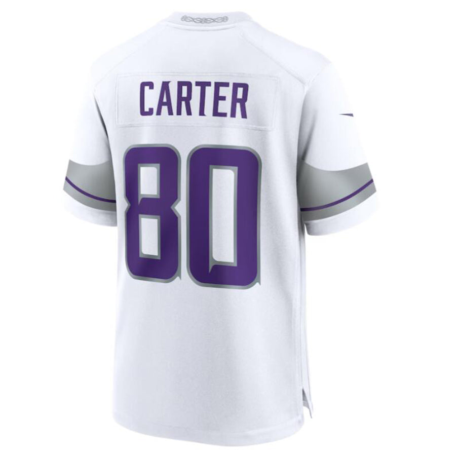 Silnrao M.Vikings #80 Cris Carter White Alternate Retired Player Game Jersey American Stitched Jerseys