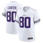 Silnrao M.Vikings #80 Cris Carter White Alternate Retired Player Game Jersey American Stitched Jerseys