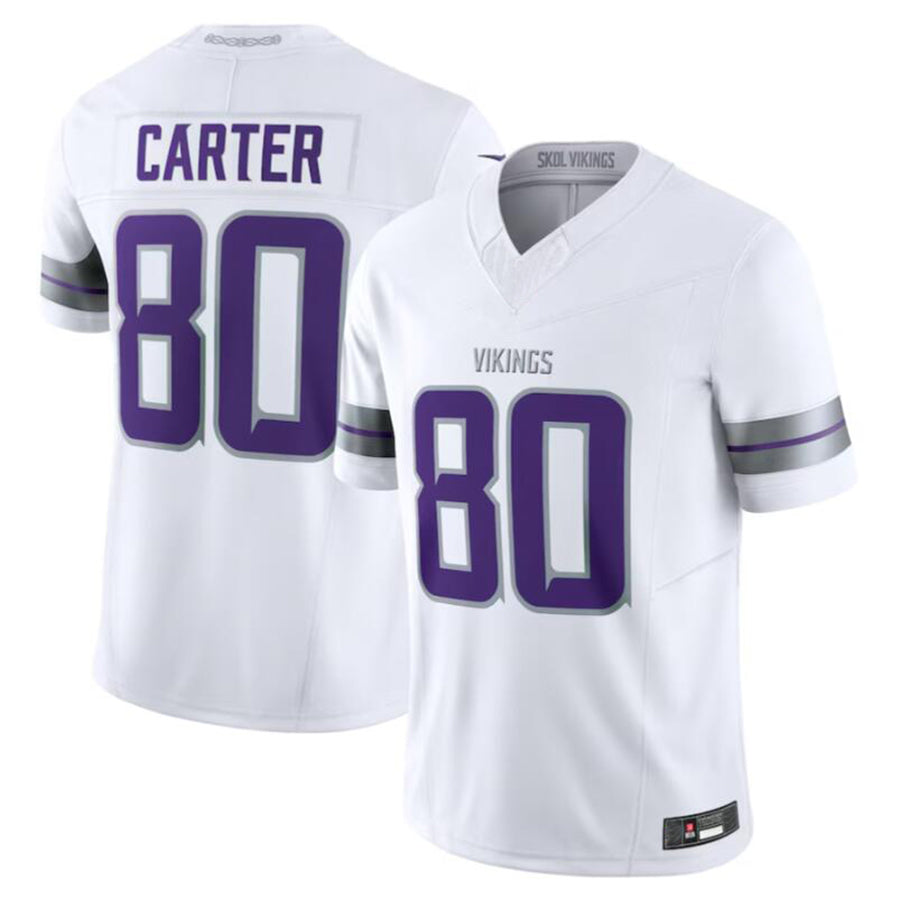 Silnrao M.Vikings #80 Cris Carter White Alternate Vapor F.U.S.E. Retired Player Limited Jersey American Stitched Jerseys