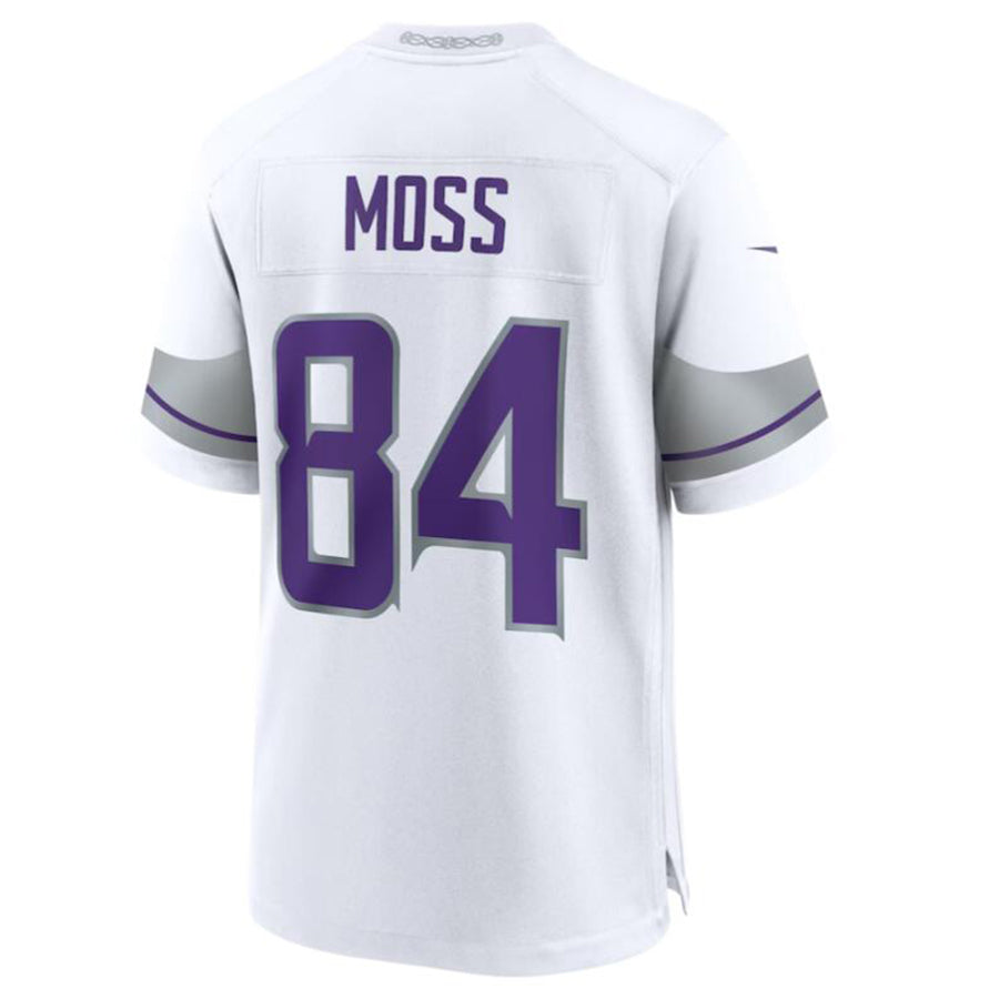 Silnrao M.Vikings #84 Randy Moss White Alternate Retired Player Game Jersey American Stitched Jerseys