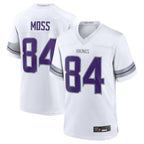 Silnrao M.Vikings #84 Randy Moss White Alternate Retired Player Game Jersey American Stitched Jerseys