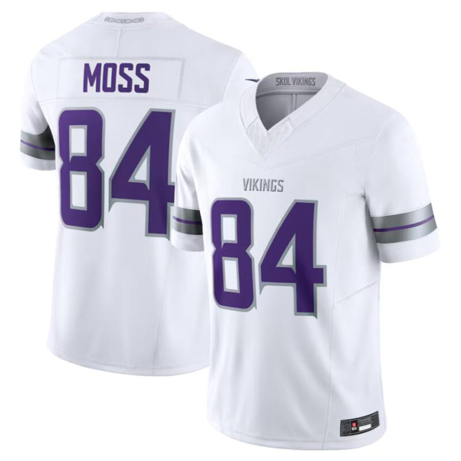 Silnrao M.Vikings #84 Randy Moss White Alternate Retired Player Game Jersey American Stitched Jerseys