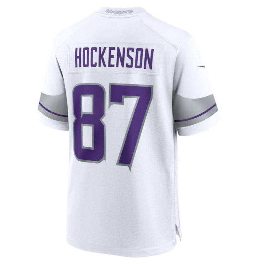 Silnrao M.Vikings #87 T.J. Hockenson White Alternate Game Player Jersey American Stitched Jerseys