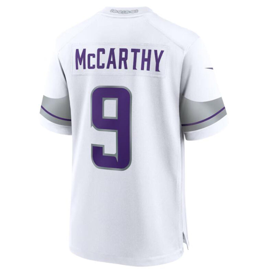 Silnrao M.Vikings #9 J.J. McCarthy White Alternate Game Player Jersey American Stitched Jerseys