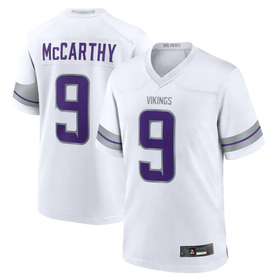 Silnrao M.Vikings #9 J.J. McCarthy White Alternate Game Player Jersey American Stitched Jerseys