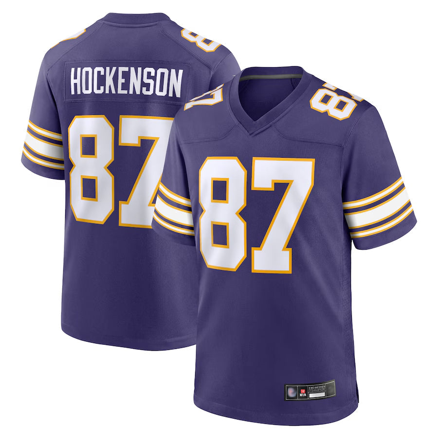 Silnrao MN.Vikings Secondary Alternate Game Football Jerseys - Purple - #87 T.J. Hockenson Player Stitched Jerseys