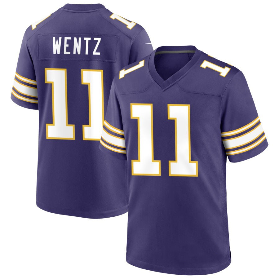 Silnrao MN.Vikings #11 Carson Wentz Player Purple Classic Game Stitched Jerseys
