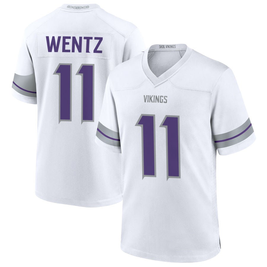Silnrao MN.Vikings #11 Carson Wentz Player White Alternate Game Stitched Jerseys