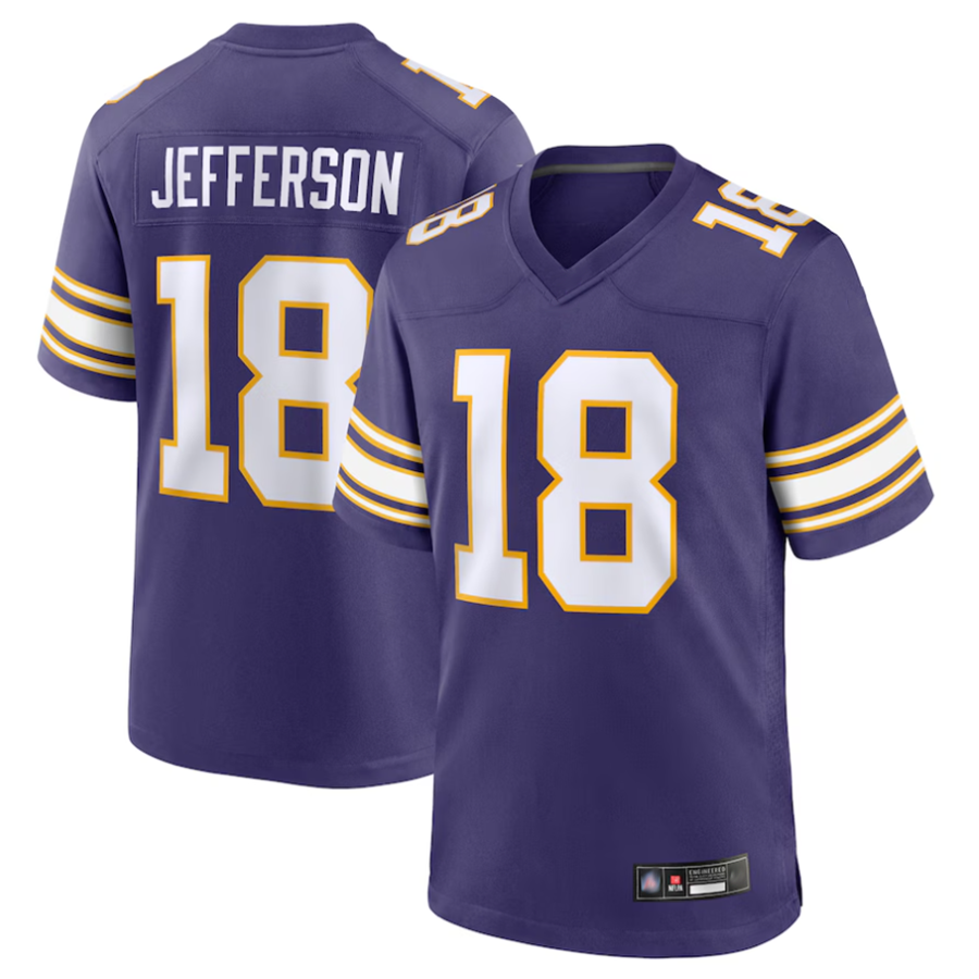 Silnrao MN.Vikings #18 Justin Jefferson Player Purple Classic Limited Game Stitched Jerseys