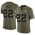 Silnrao MN.Vikings #22 Harrison Smith Player Salute To Service Limited Olive Stitched Jerseys