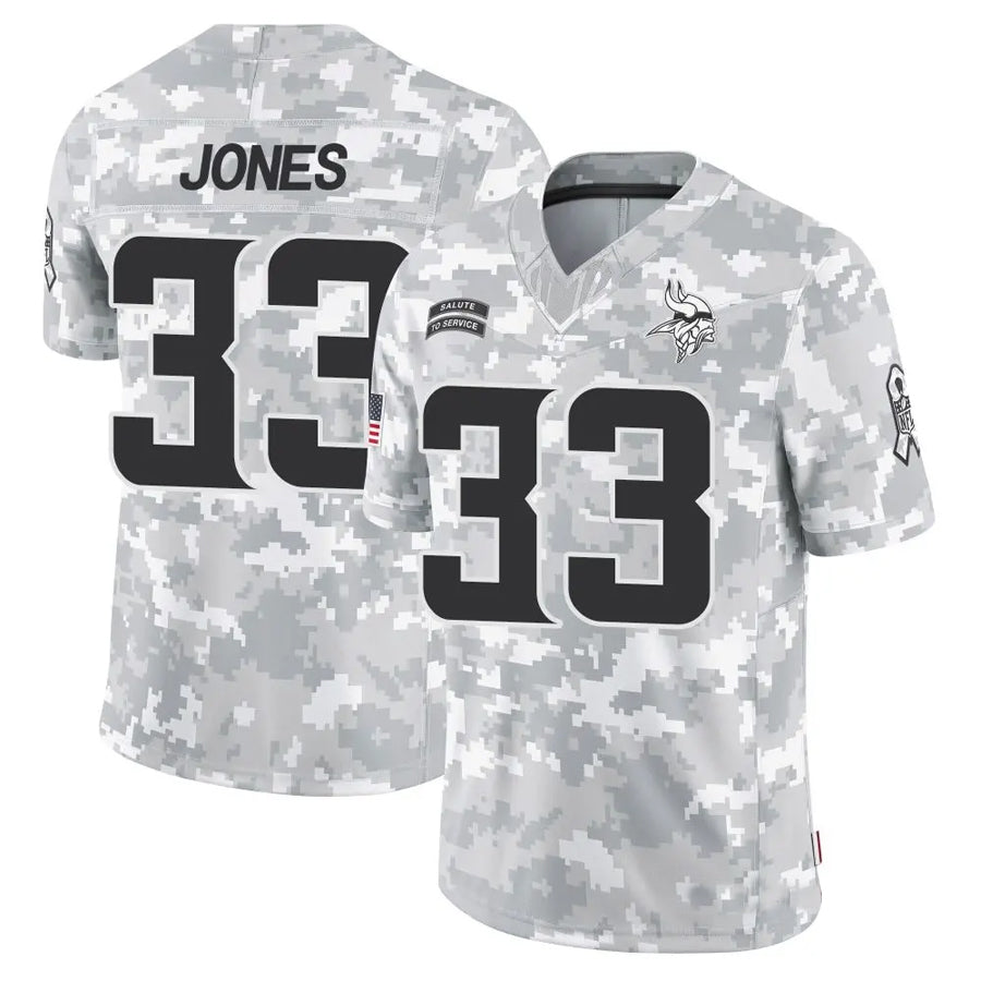 Silnrao MN.Vikings #33 Aaron Jones Player Arctic Camo Salute to Service Limited Stitched Jerseys