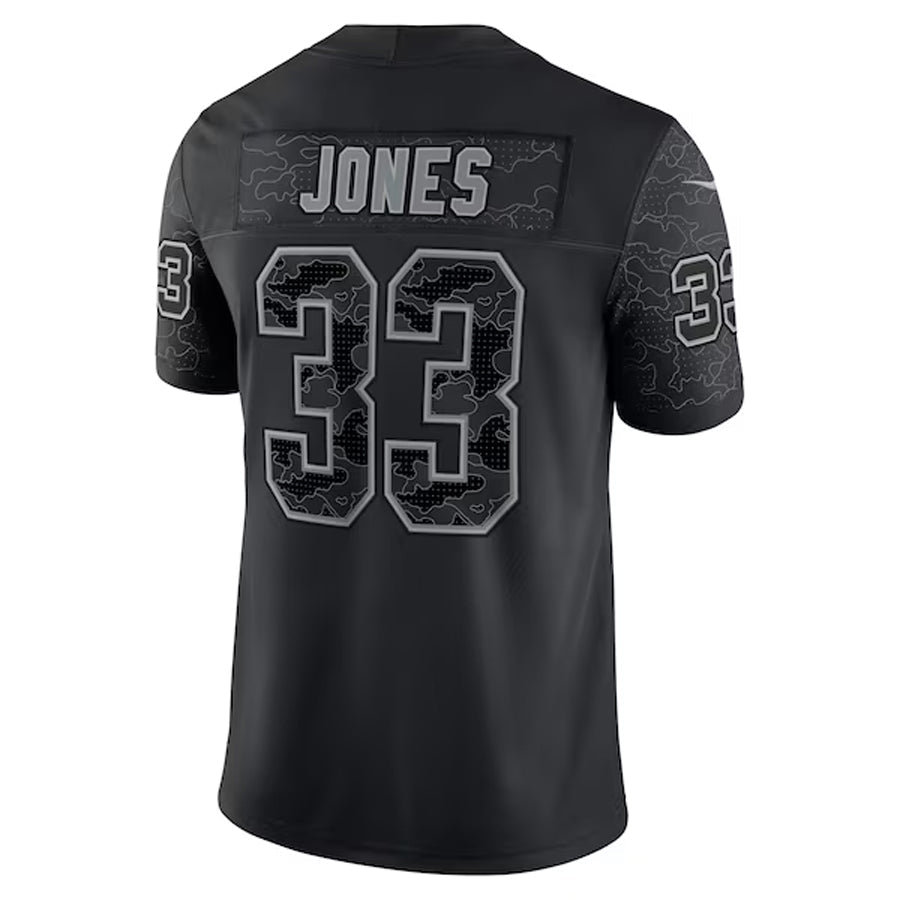 Silnrao MN.Vikings #33 Aaron Jones Player Black REFLECTIVE Limited Stitched Jerseys