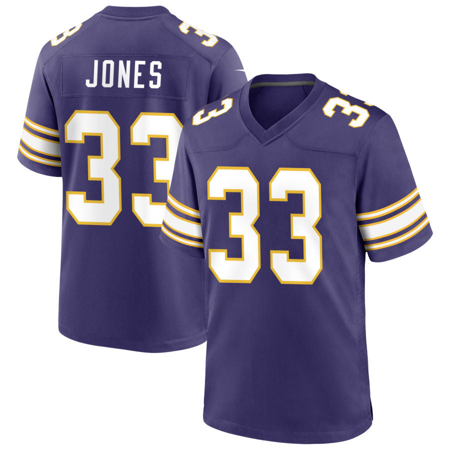 Silnrao MN.Vikings #33 Aaron Jones Player Purple Classic Game Stitched Jerseys