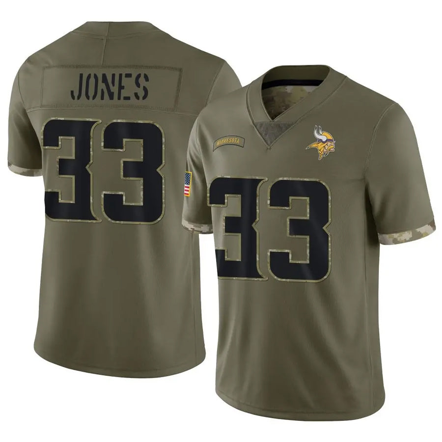 Silnrao MN.Vikings #33 Aaron Jones Player Salute To Service Limited Olive Stitched Jerseys