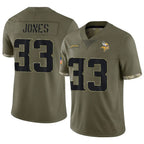 Silnrao MN.Vikings #33 Aaron Jones Player Salute To Service Limited Olive Stitched Jerseys