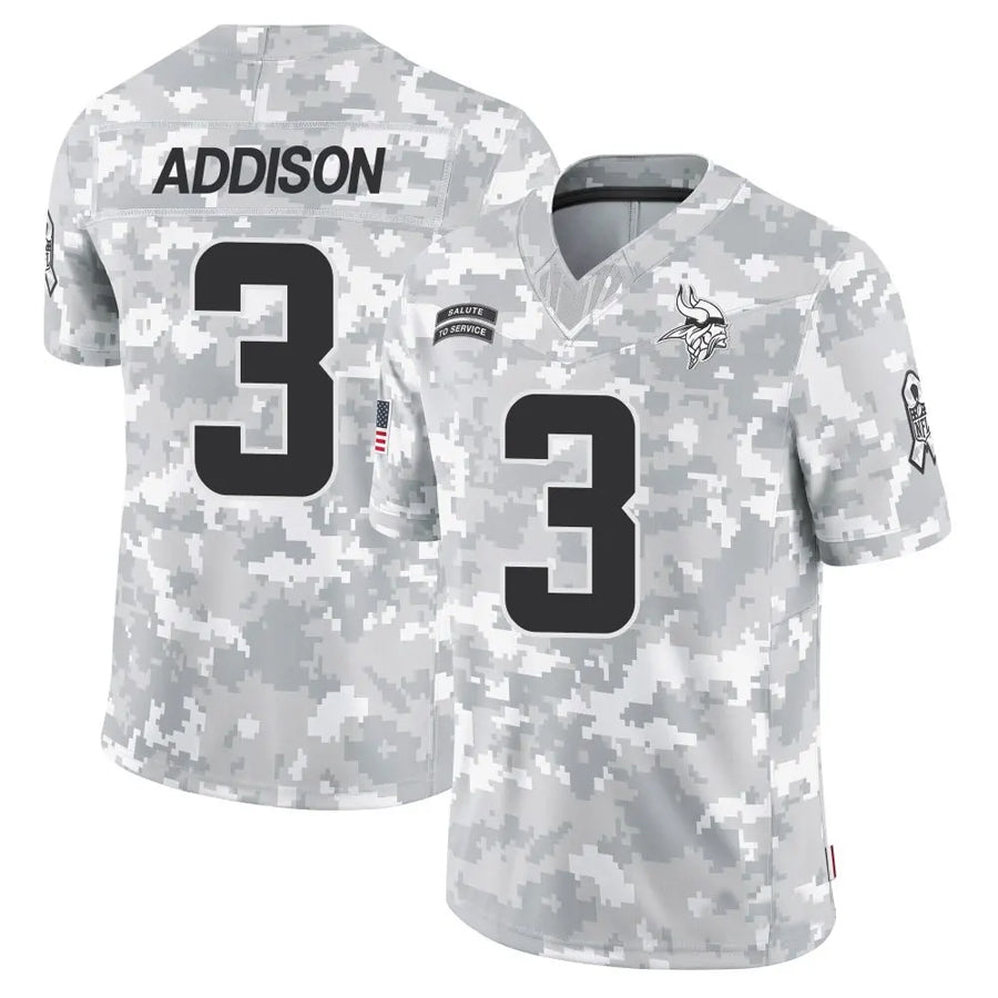 Silnrao MN.Vikings #3 Jordan Addison Player Arctic Camo Salute to Service Limited Stitched Jerseys