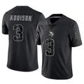 Silnrao MN.Vikings #3 Jordan Addison Player Black REFLECTIVE Limited Stitched Jerseys