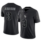Silnrao MN.Vikings #3 Jordan Addison Player Black REFLECTIVE Limited Stitched Jerseys