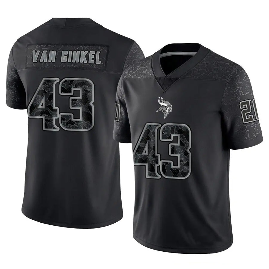Silnrao MN.Vikings #43 Andrew Van Ginkel Player Black REFLECTIVE Limited Stitched Jerseys
