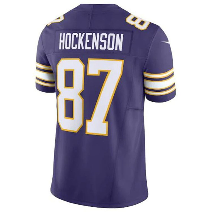Silnrao MN.Vikings #87 T.J. Hockenson Classic Vapor F.U.S.E. Limited Player Jersey - Purple American Stitched Jerseys