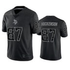 Silnrao MN.Vikings #87 T.J. Hockenson Player Black REFLECTIVE Limited Stitched Jerseys