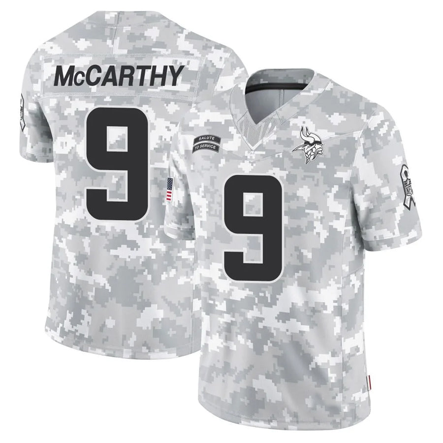 Silnrao MN.Vikings #9 J.J. McCarthy Player Arctic Camo Salute to Service Limited Stitched Jerseys
