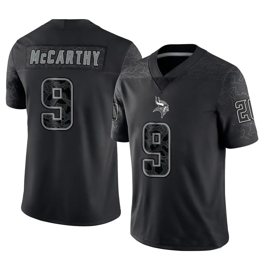 Silnrao MN.Vikings #9 J.J. McCarthy Player Black REFLECTIVE Limited Stitched Jerseys