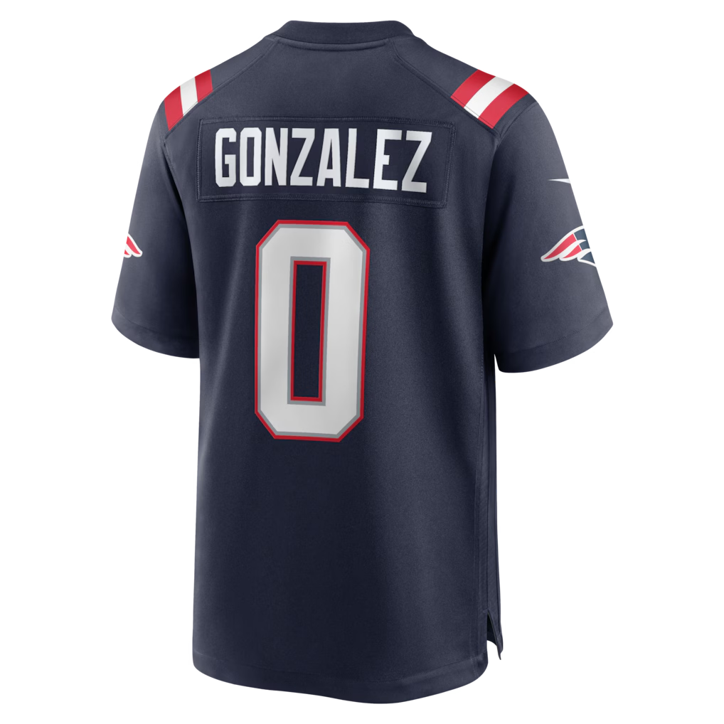 Silnrao NE.Patriots #0 Christian Gonzalez Navy Team Game Stitched Jerseys