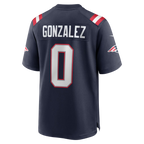 Silnrao NE.Patriots #0 Christian Gonzalez Navy Team Game Stitched Jerseys