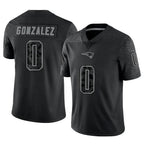 Silnrao NE.Patriots #0 Christian Gonzalez Player Black Reflective Limited Stitched Jerseys