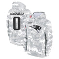 Silnrao NE.Patriots #0 Christian Gonzalez Player Salute to Service Hoodies Stitched Jerseys