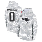 Silnrao NE.Patriots #0 Christian Gonzalez Player Salute to Service Hoodies Stitched Jerseys