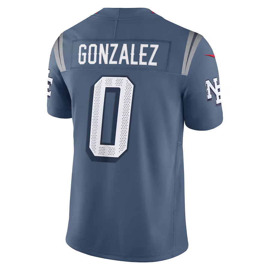 Silnrao NE.Patriots #0 Christian Gonzalez Player Storm Blue Rivalries Collection Limited Stitched Jerseys