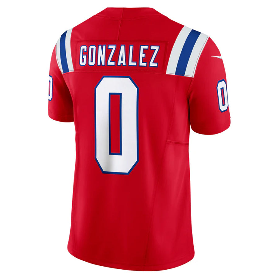 Silnrao NE.Patriots #0 Christian Gonzalez Player Vapor F.U.S.E. Limited Red Game Stitched Jerseys