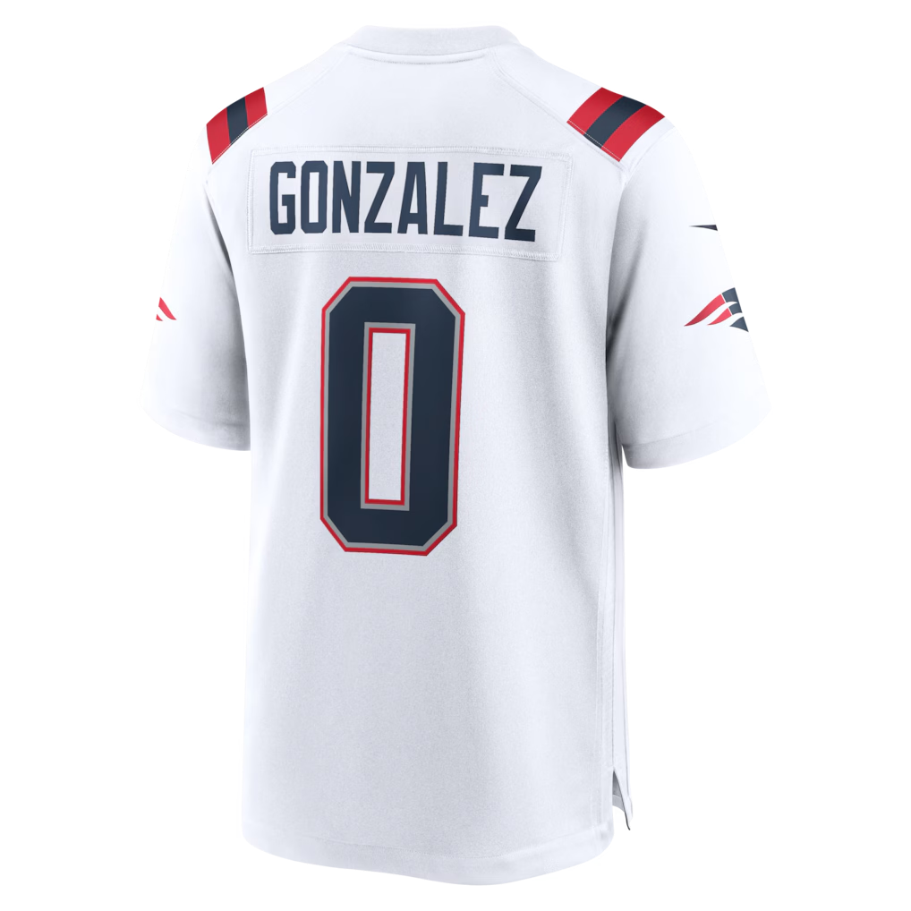 Silnrao NE.Patriots #0 Christian Gonzalez White Game Stitched Jerseys