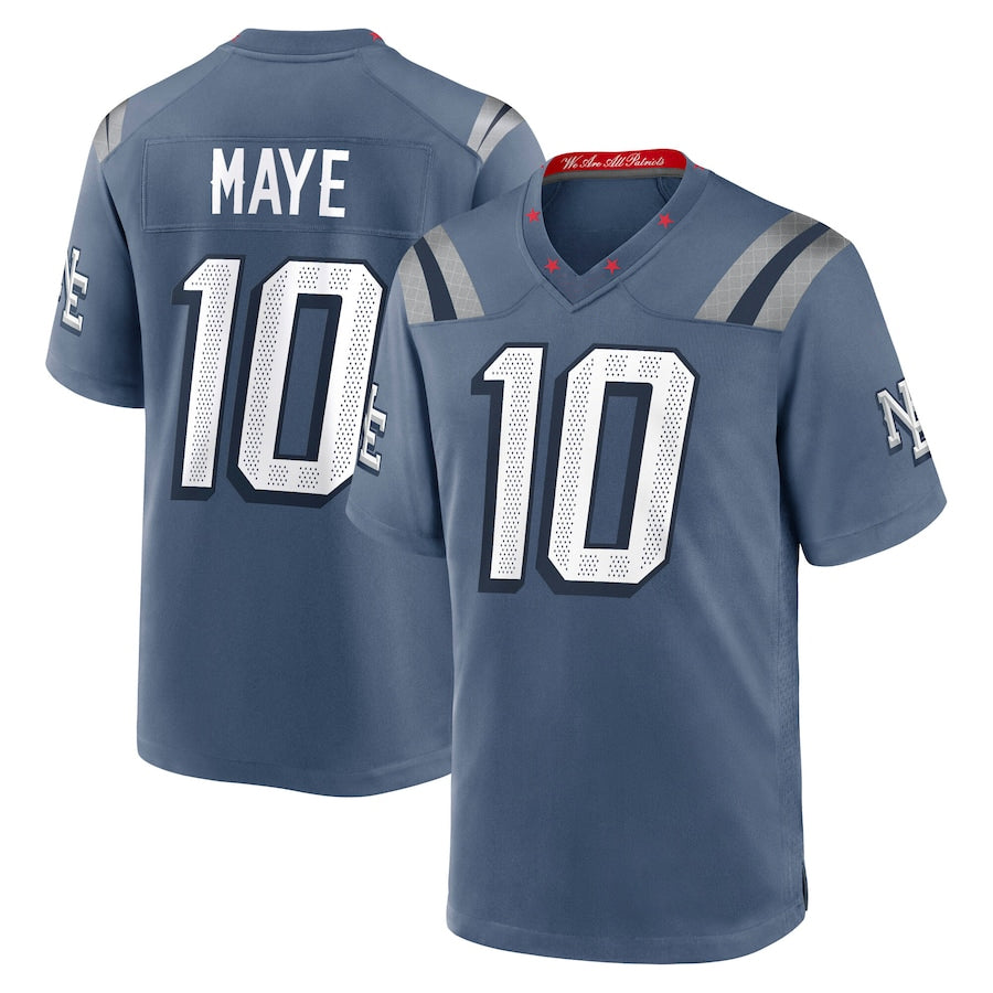 Silnrao NE.Patriots #10 Drake Maye Player Storm Blue Rivalries Collection Game Stitched Jerseys