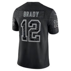 Silnrao NE.Patriots #12 Tom Brady Player Black Reflective Limited Stitched Jerseys
