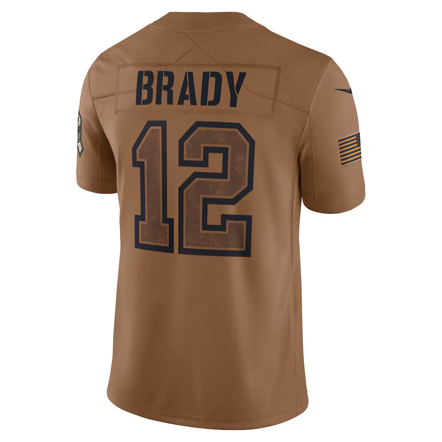 Silnrao NE.Patriots #12 Tom Brady Player Brown Salute To Service Limited Stitched Jerseys