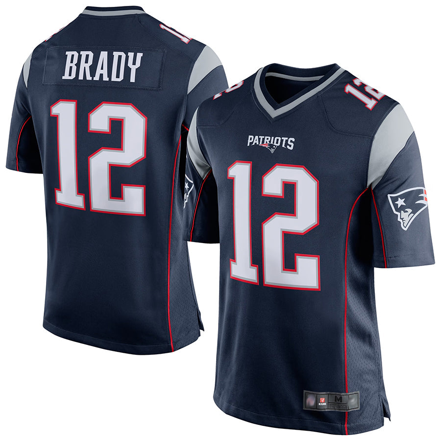Silnrao NE.Patriots #12 Tom Brady Player Navy Blue Game Stitched Jerseys