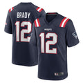 Silnrao NE.Patriots #12 Tom Brady Player Navy Game Replica Stitched Jerseys