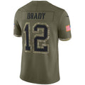 Silnrao NE.Patriots #12 Tom Brady Player Olive Salute To Service Limited Stitched Jerseys