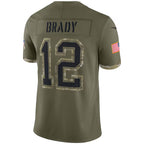 Silnrao NE.Patriots #12 Tom Brady Player Olive Salute To Service Limited Stitched Jerseys