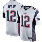 Silnrao NE.Patriots #12 Tom Brady Player White Home Game Stitched Jerseys