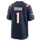 Silnrao NE.Patriots #1 A.J. Brown Navy Team Game Stitched Jerseys