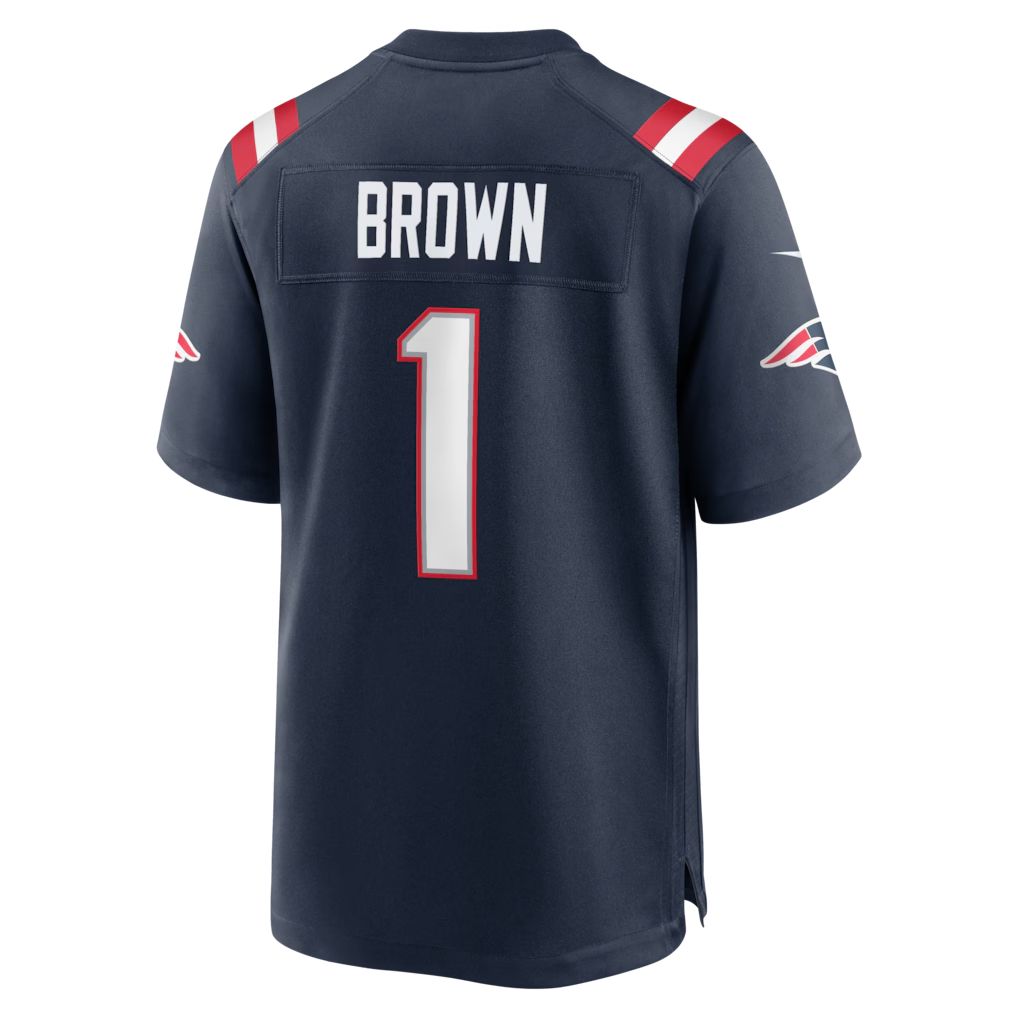Silnrao NE.Patriots #1 A.J. Brown Navy Team Game Stitched Jerseys