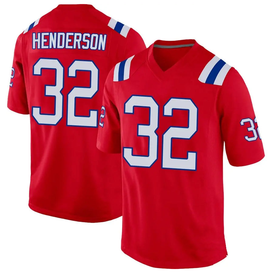 Silnrao NE.Patriots #32 TreVeyon Henderson Player Red Home Game Stitched Jerseys
