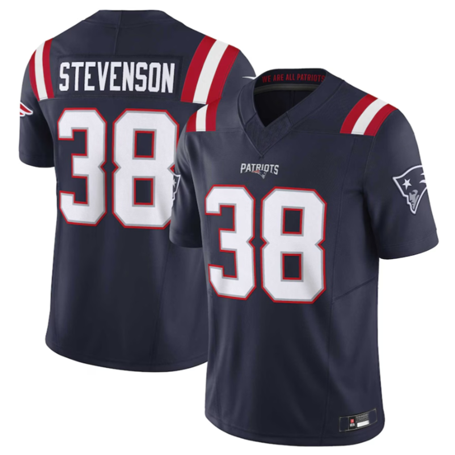 Silnrao NE.Patriots #38 Rhamondre Stevenson Navy Vapor F.U.S.E. Limited Jersey American Stitched Jerseys