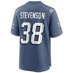 Silnrao NE.Patriots #38 Rhamondre Stevenson Player Storm Blue Rivalries Collection Game Stitched Jerseys