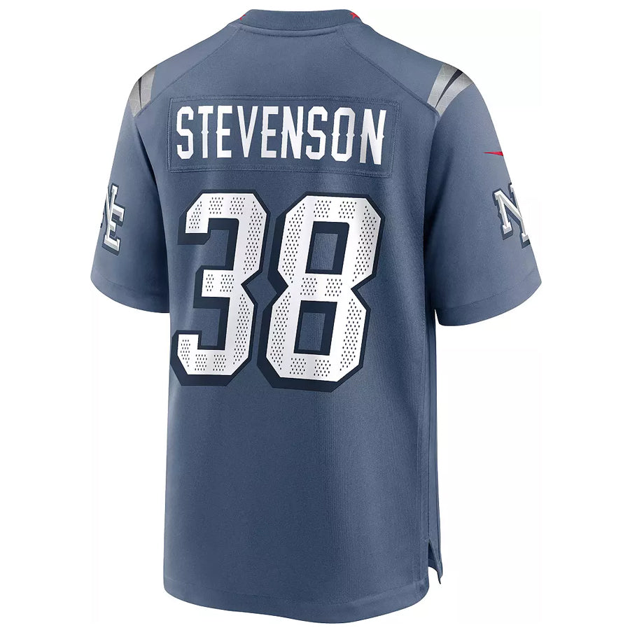 Silnrao NE.Patriots #38 Rhamondre Stevenson Player Storm Blue Rivalries Collection Game Stitched Jerseys