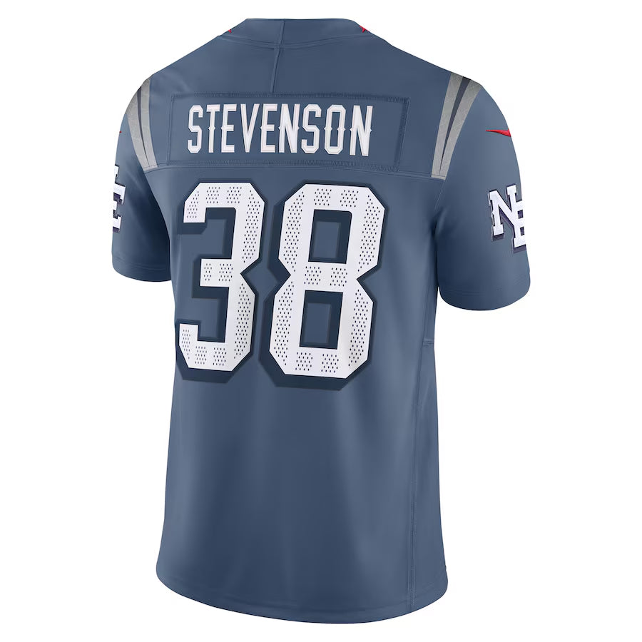 Silnrao NE.Patriots #38 Rhamondre Stevenson Player Storm Blue Rivalries Collection Limited Stitched Jerseys